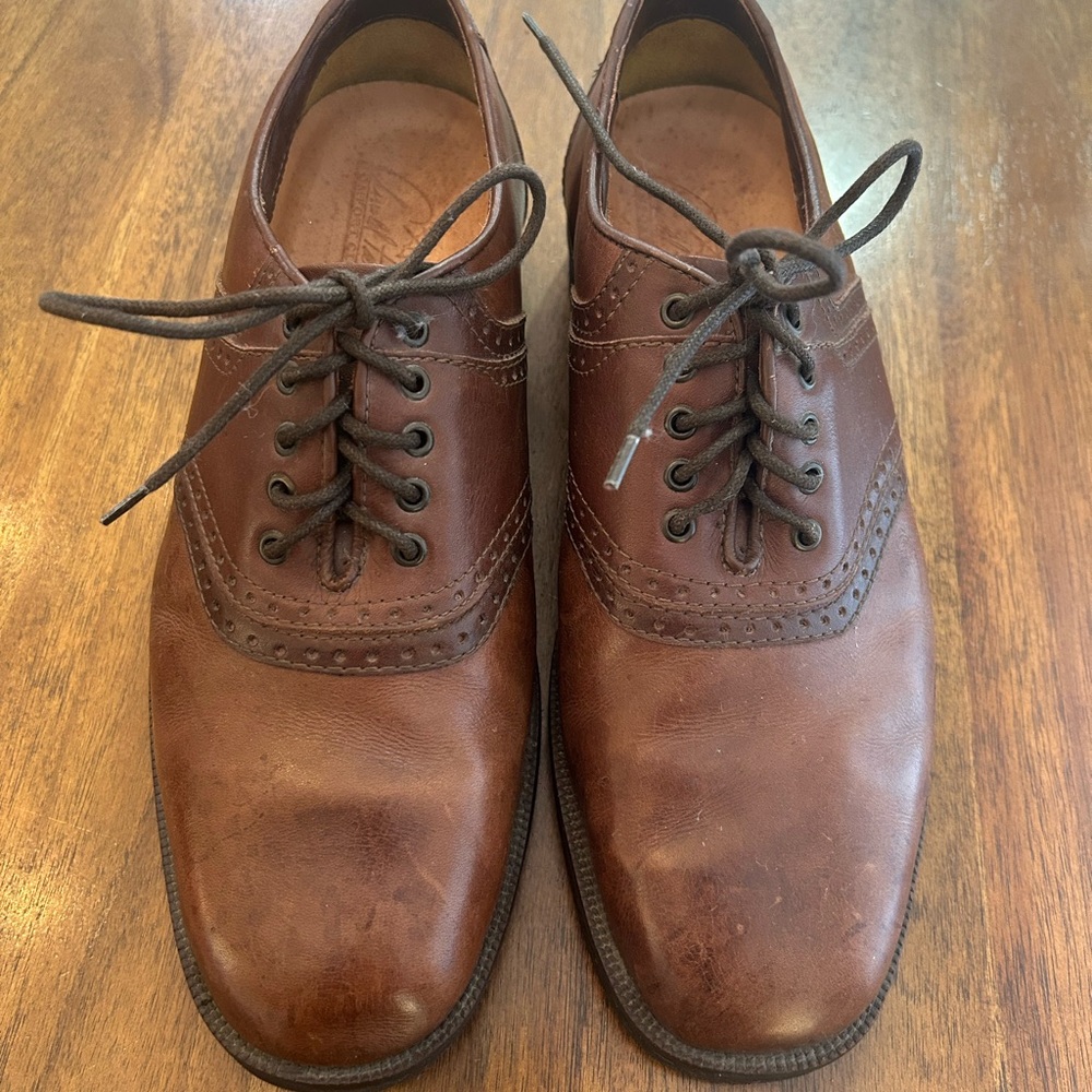 Arnold Palmer Oxford Sz 8.5M Brown Leather Belfry Saddle Lace Up Round Toe Shoes - Picture 4 of 8